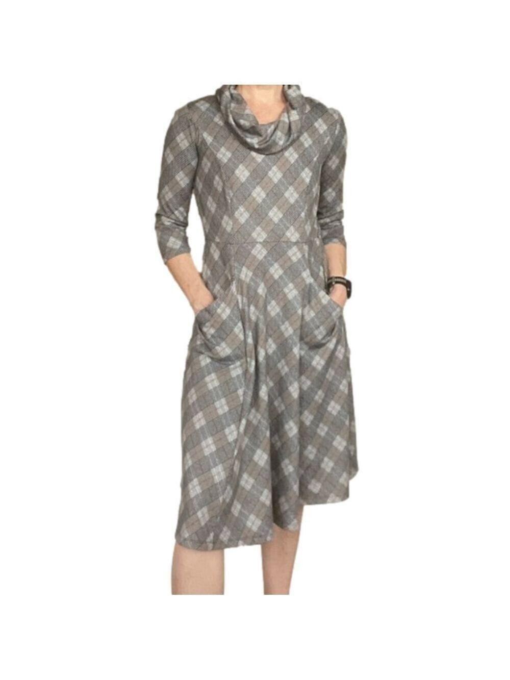 ROBBIE BEE Plaid Long Sleeve Midi Dress